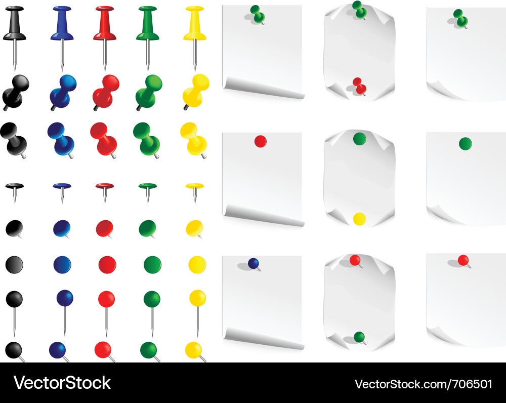 Push Pins and Office Supplies vector image