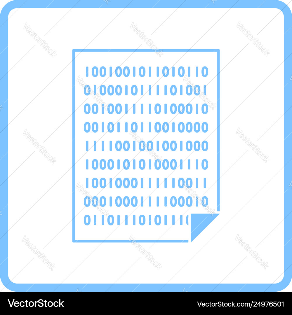 Sheet with binary code icon Vector Image