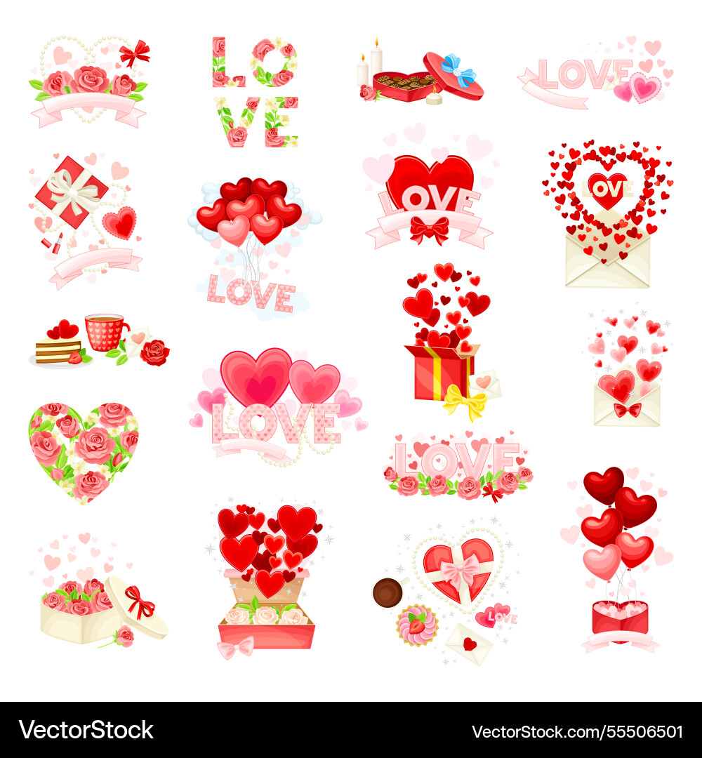 Valentines day symbol and attribute with heart Valentines day symbol and attribute with heart vector image