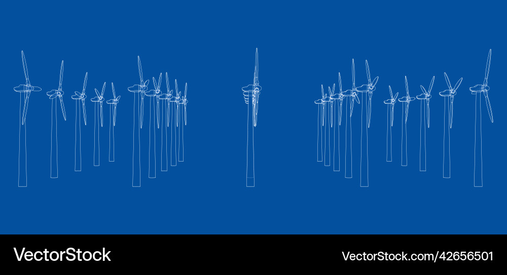 Wind turbines rendering of 3d vector image