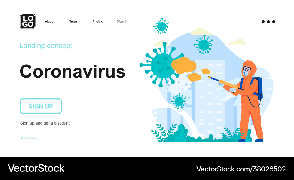 Coronavirus Web-Konzept medic in Schutzanzug Coronavirus Web-Konzept medic in Schutzanzug vektorbild