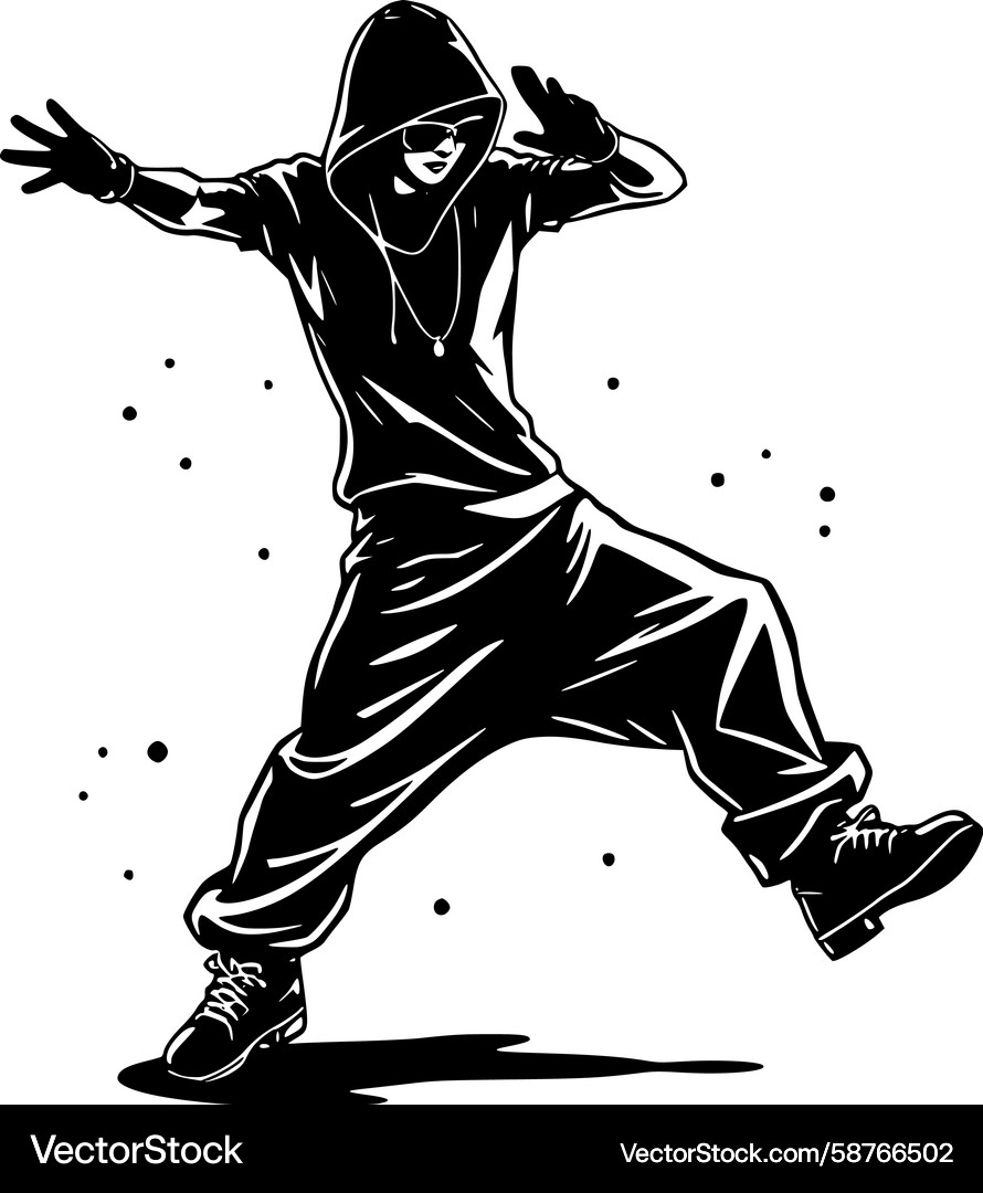 Dynamic Hip Hop Dancer Silhouette – Royalty-Free Vector | VectorStock, image size:890x1080