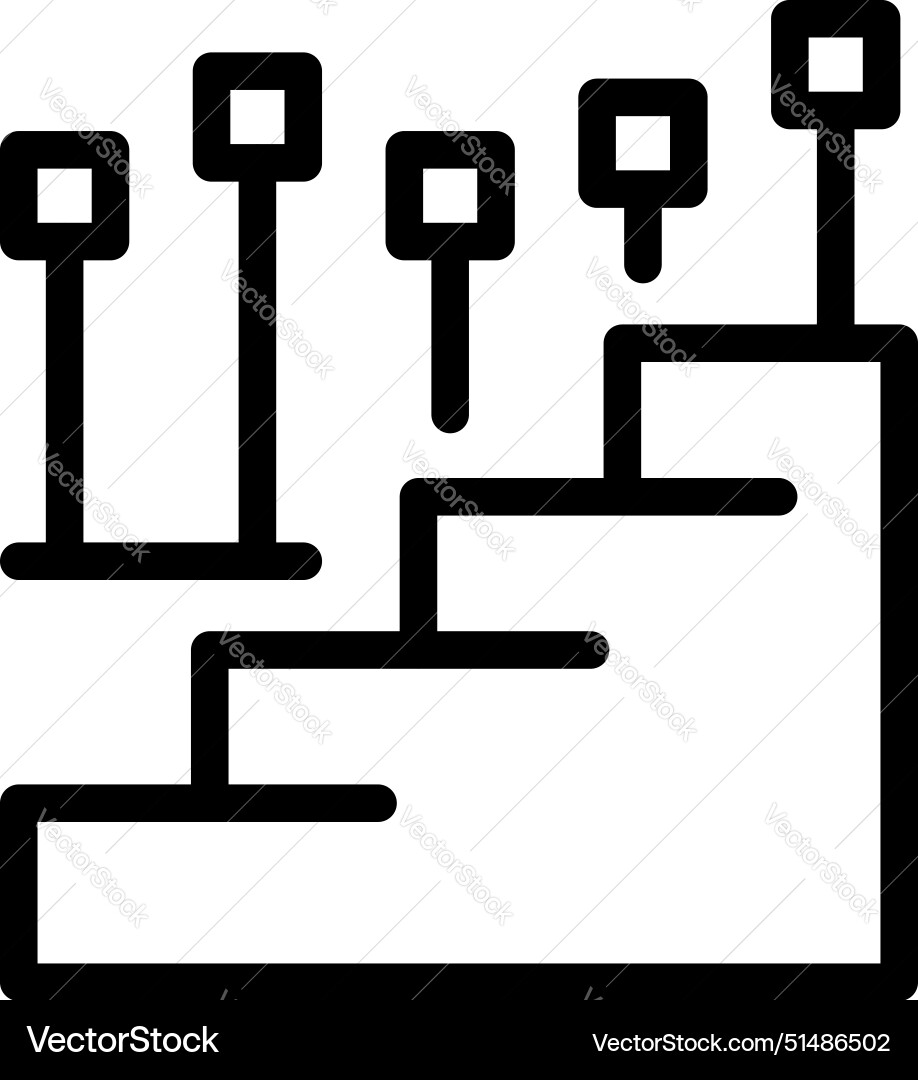 Icon of bar chart with data points Icon of bar chart with data points vector image
