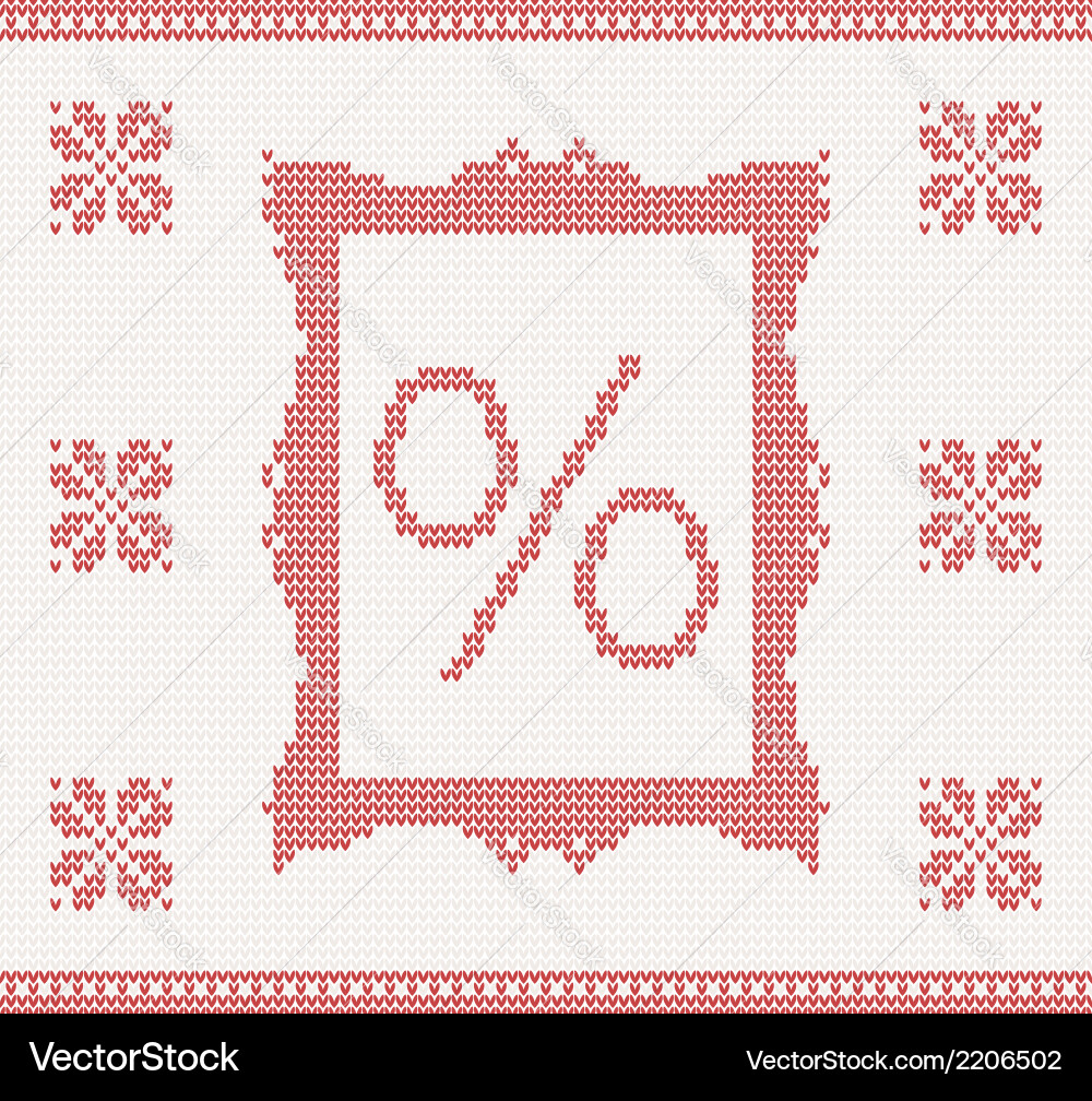 Knitted pattern with percent vector image