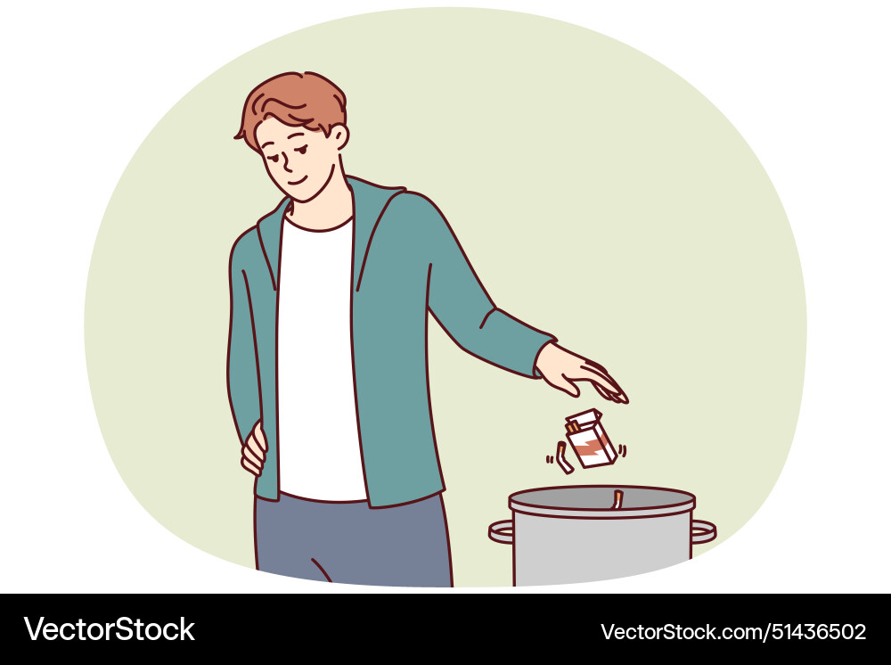 Man throws pack of cigarettes into trash can after Man throws pack of cigarettes into trash can after Vector Image
