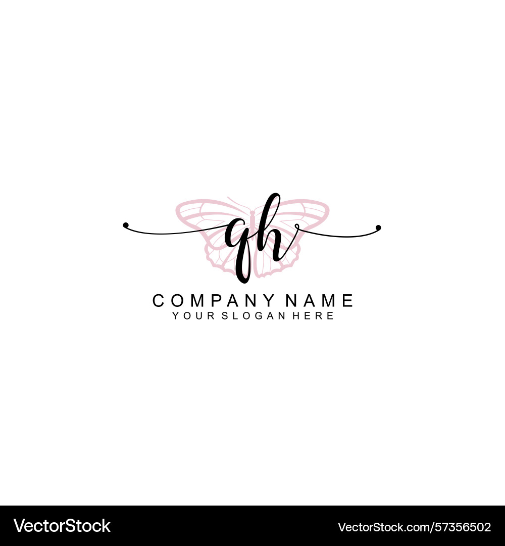 Minimalist handwritten qh initial logos with soft Vector Image