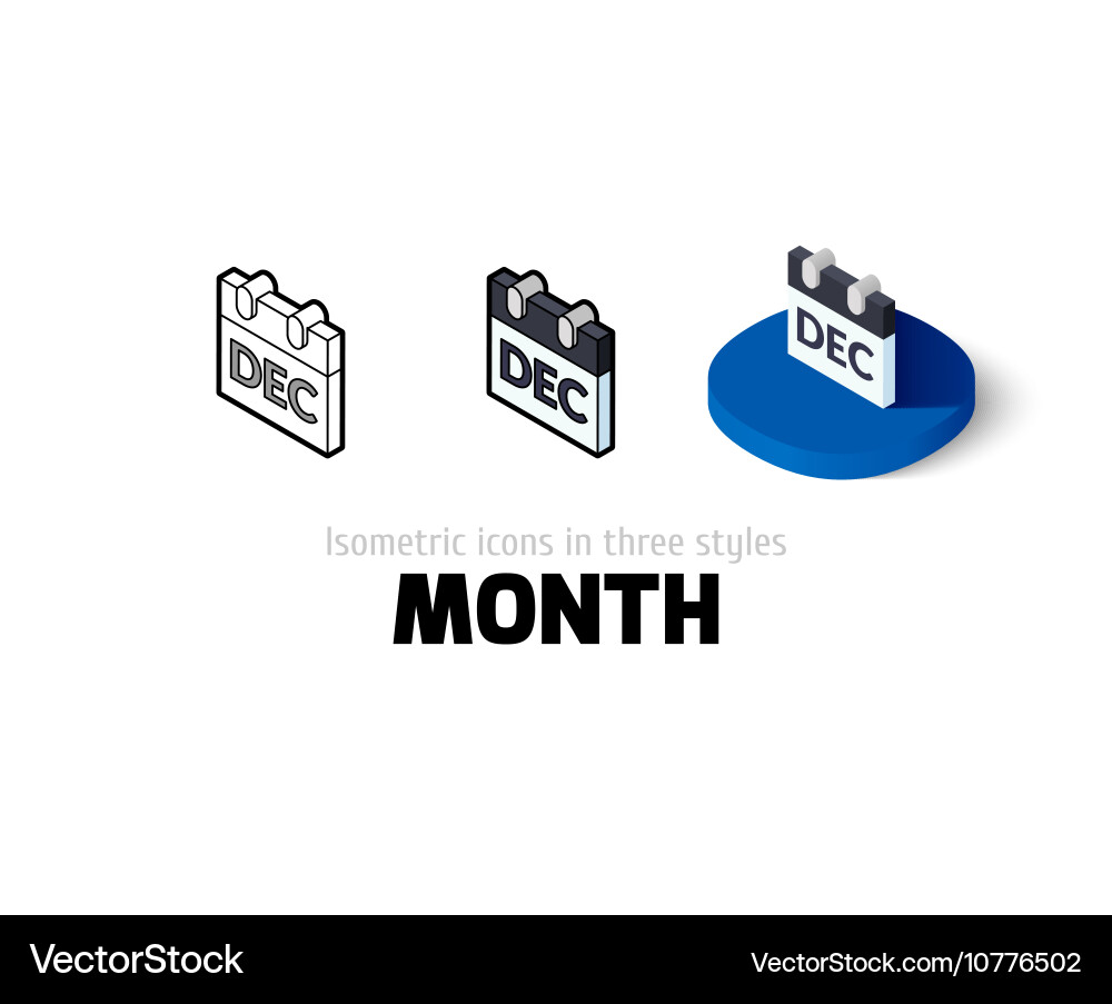 Month icon in different style vector image