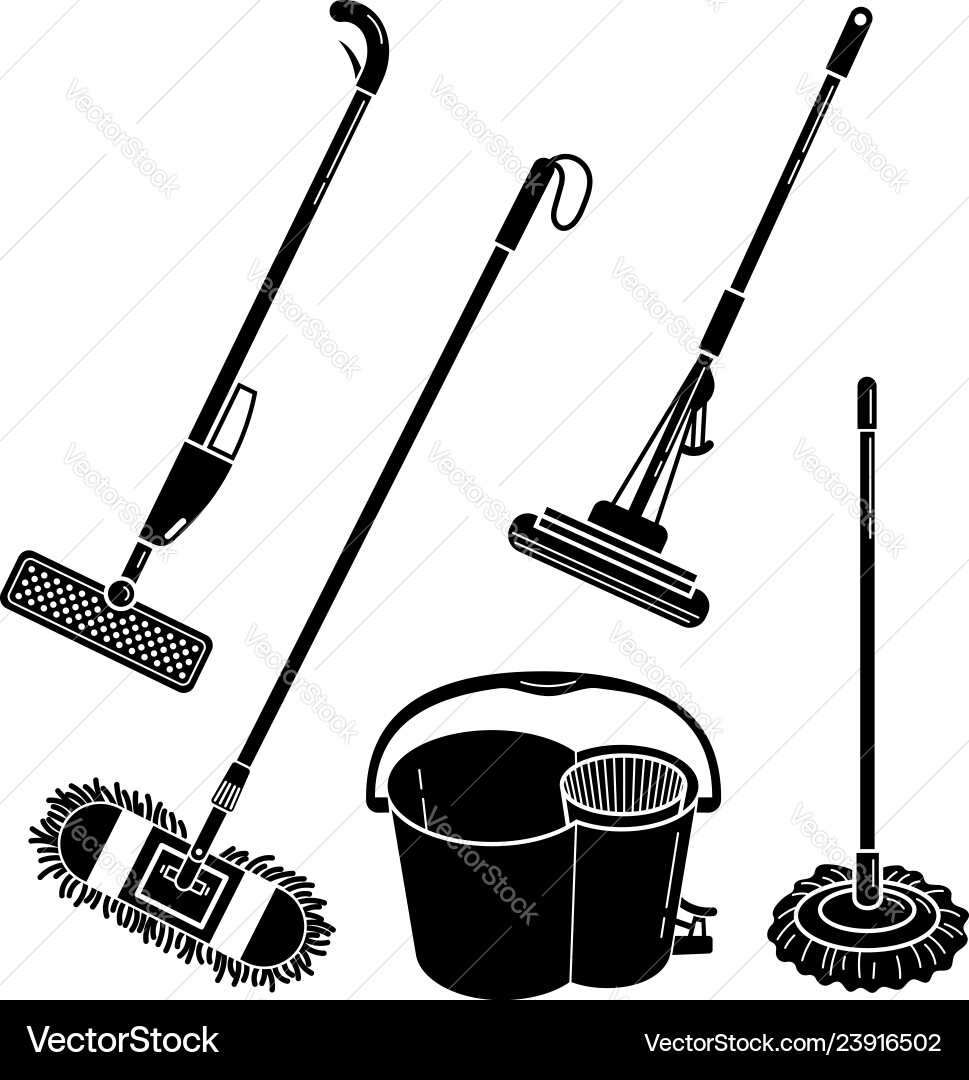 Mop icons set simple style Mop icons set simple style vector image
