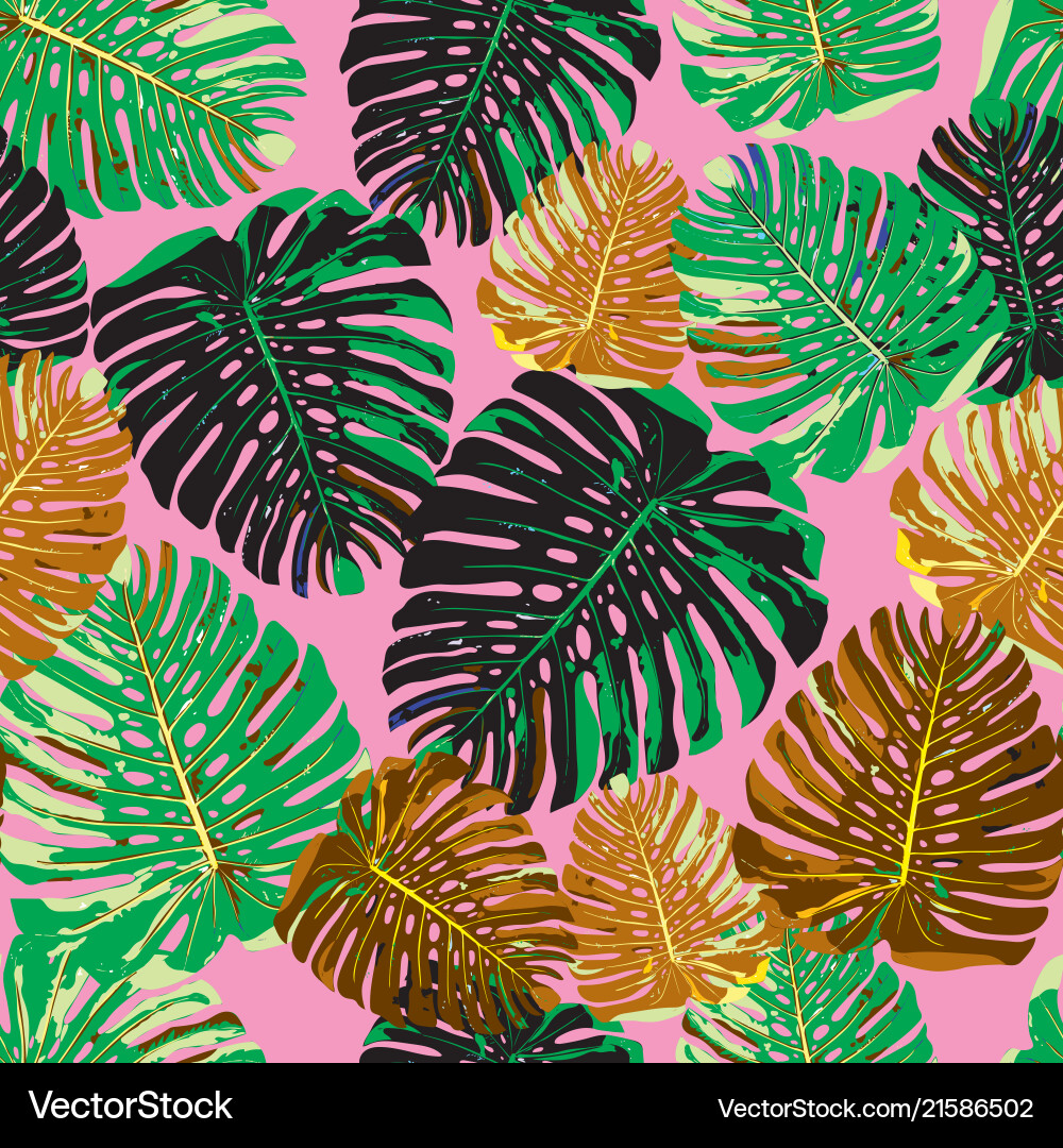 Tropical leaves seamless pattern colorful isolated Tropical leaves seamless pattern colorful isolated vector image