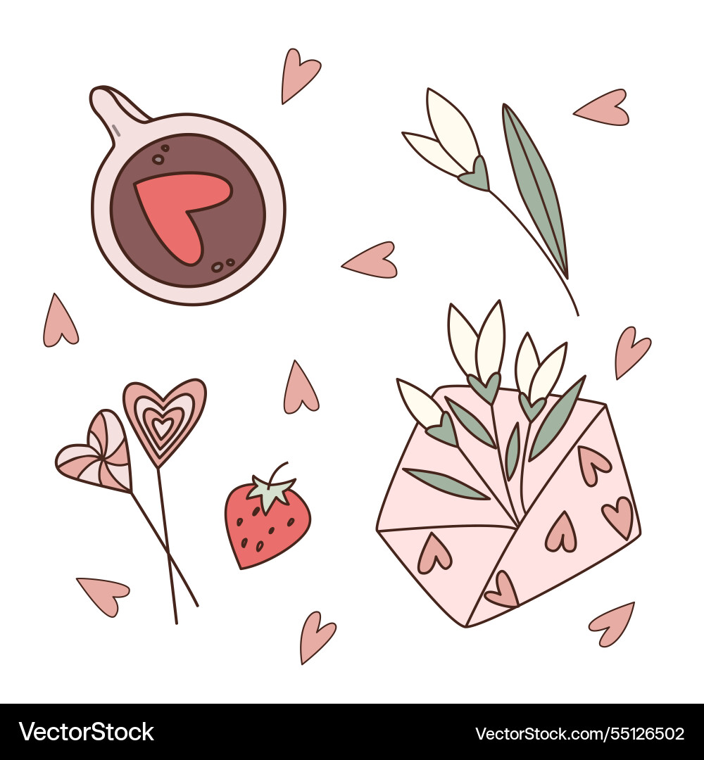 Valentines Day Doodle Set Royalty Free Vector Image