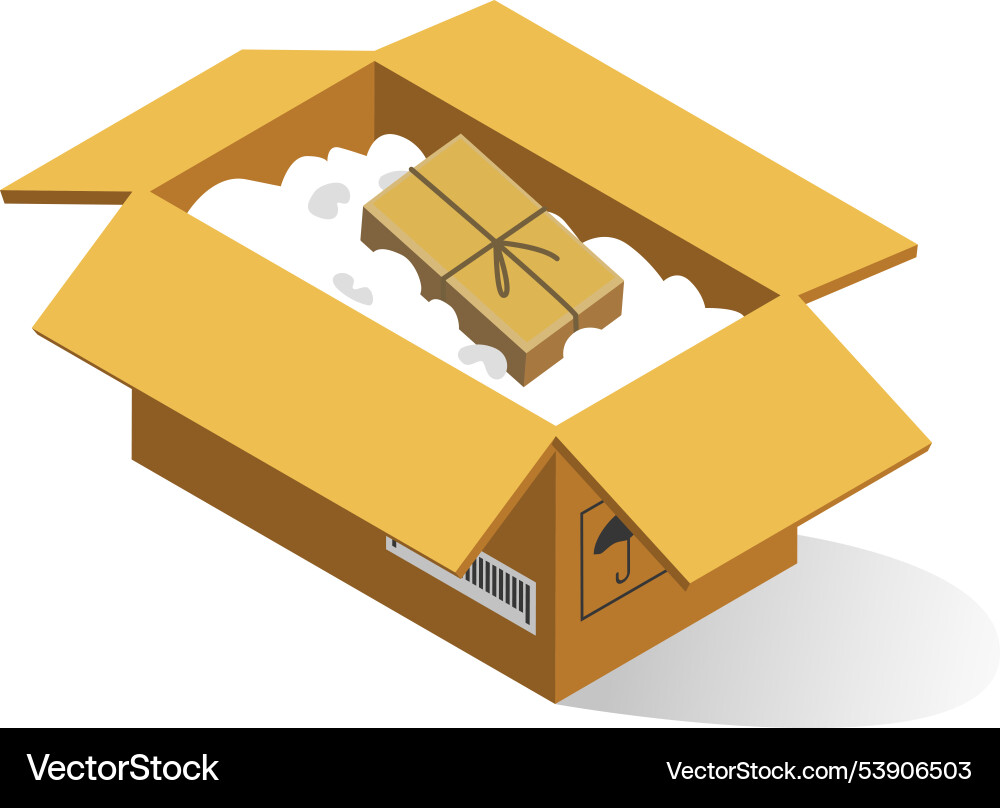 A detailed view of an isometric open box A detailed view of an isometric open box vector image