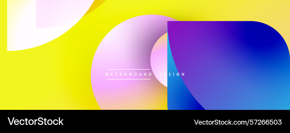 Abstract colorful shapes overlap yellow backdrop Vector Image