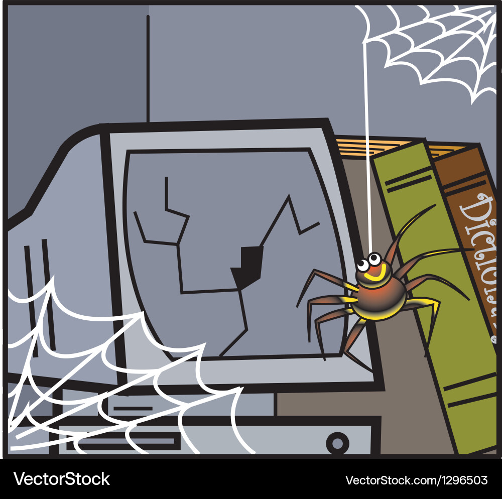 Computer with cobwebs vector image