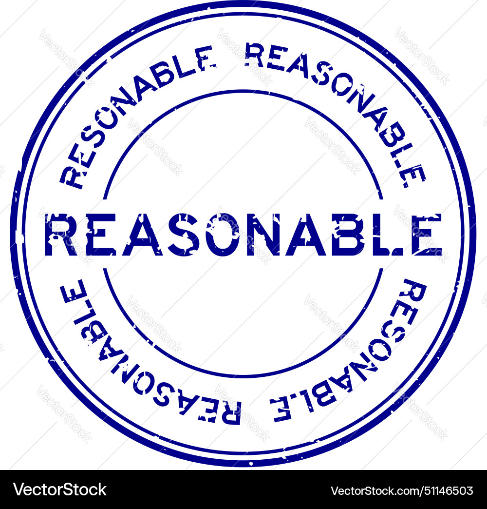 Grunge blue reasonable word round rubber seal Vector Image