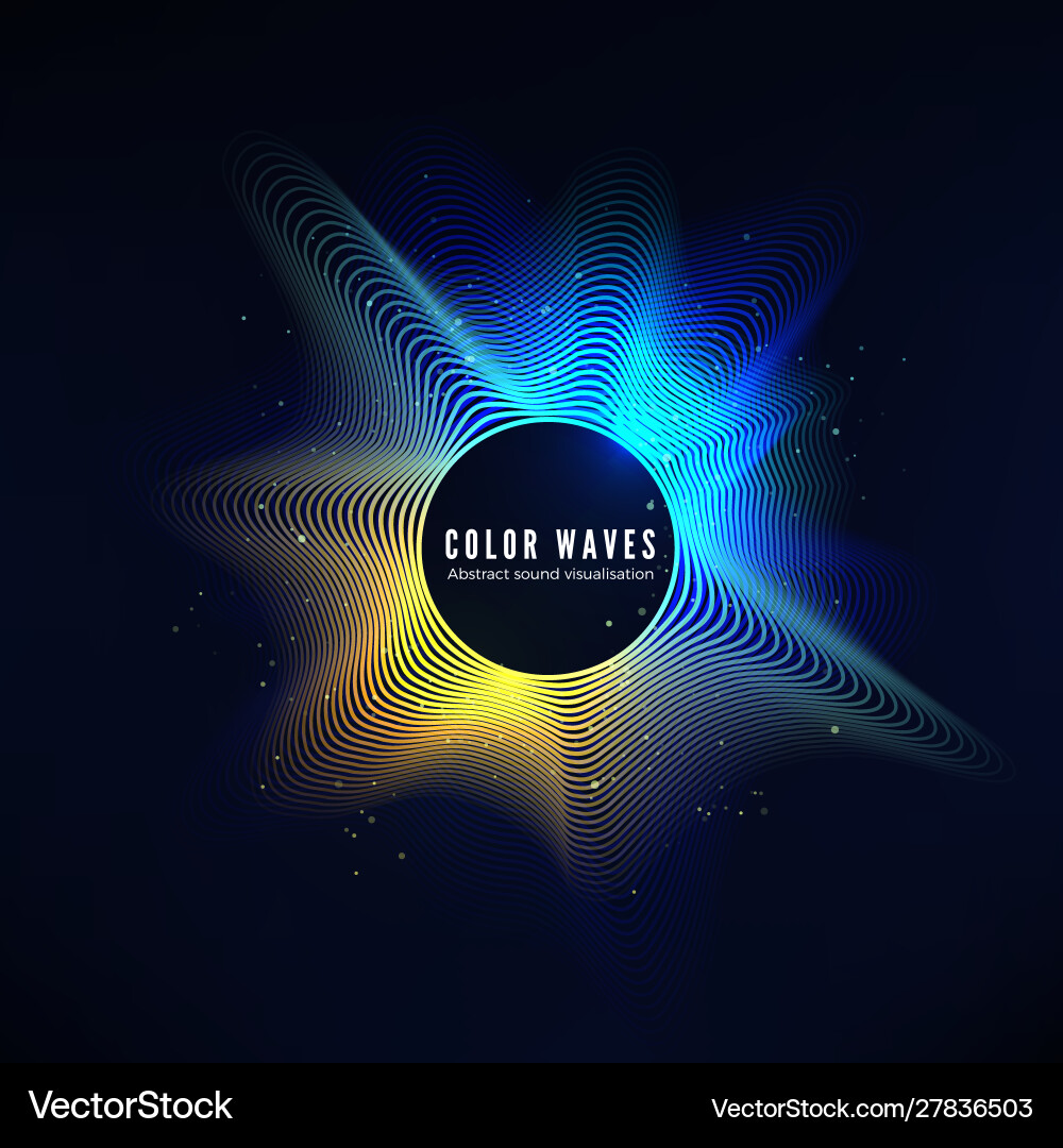 Radial color sound wave curve with light Radial color sound wave curve with light vector image