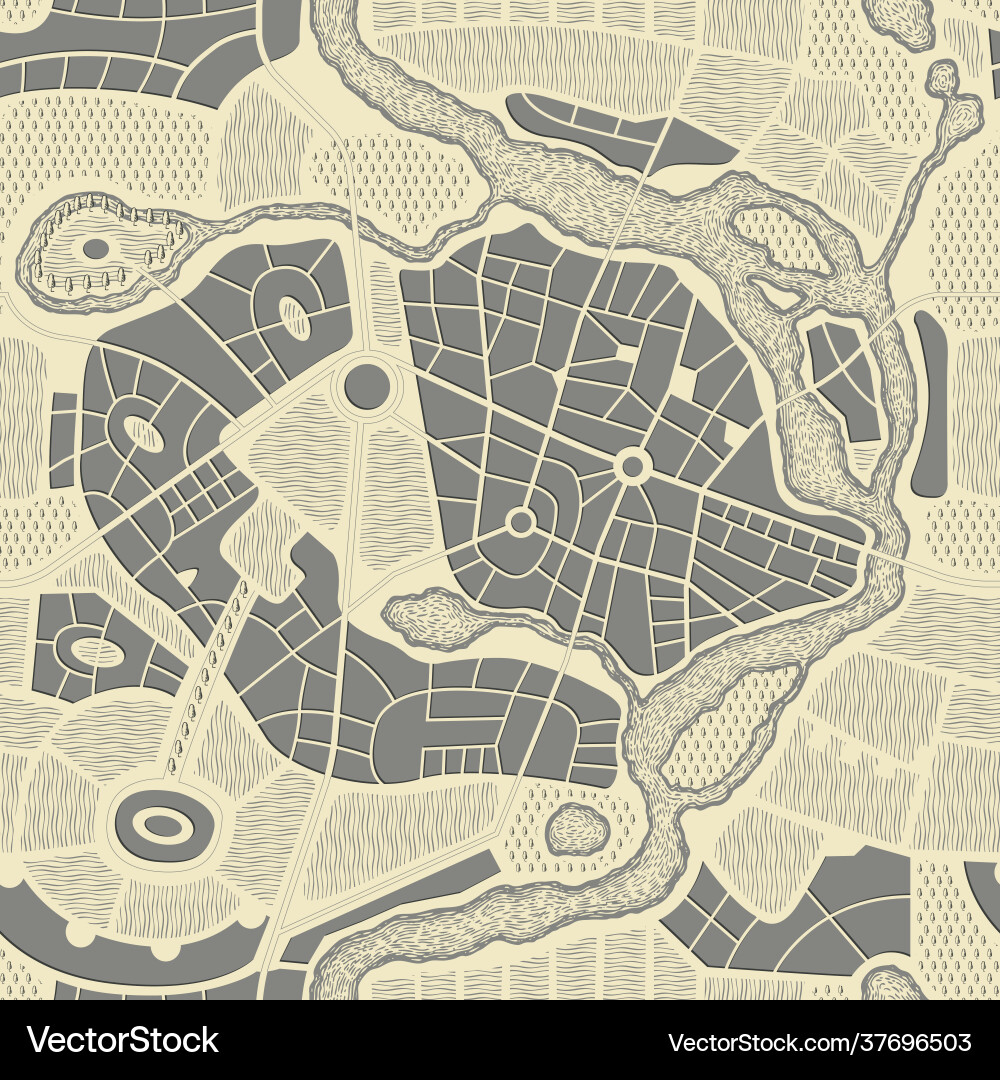 Seamless pattern with an old abstract city map Seamless pattern with an old abstract city map vector image