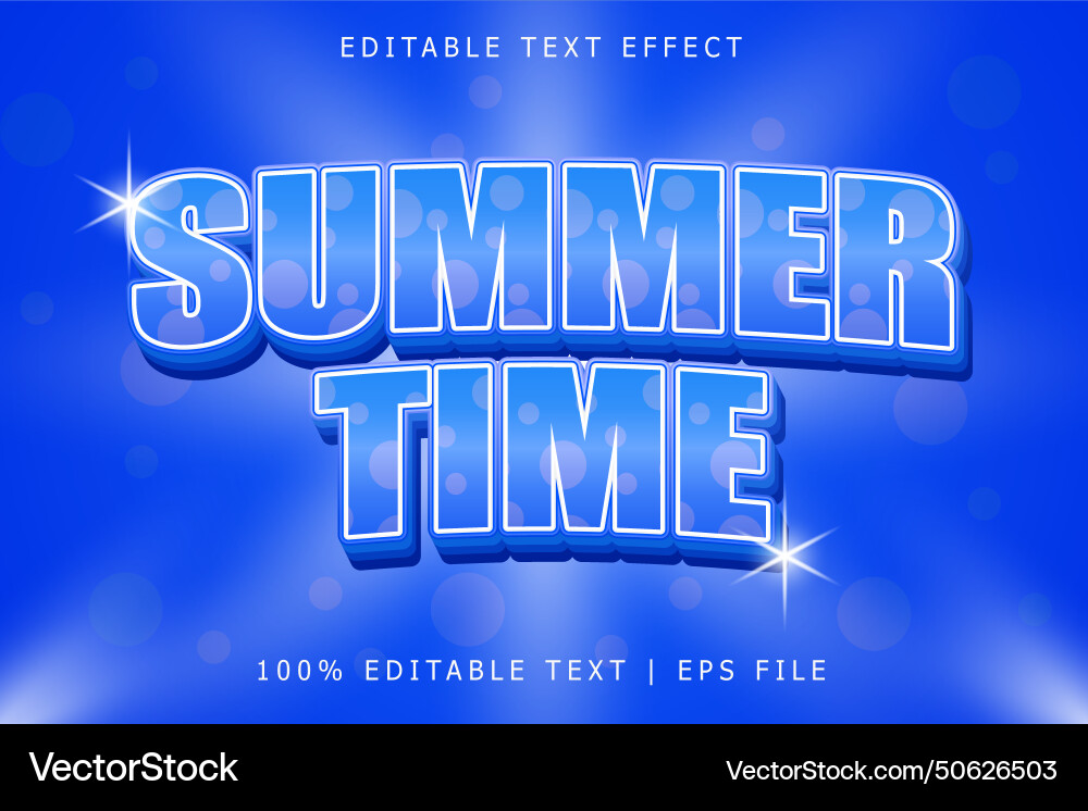 Summer time editable text effect 3 dimension Vector Image