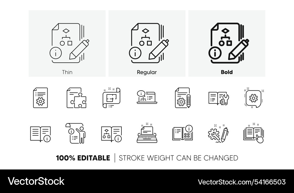 Technical documentation line icons instruction vector image