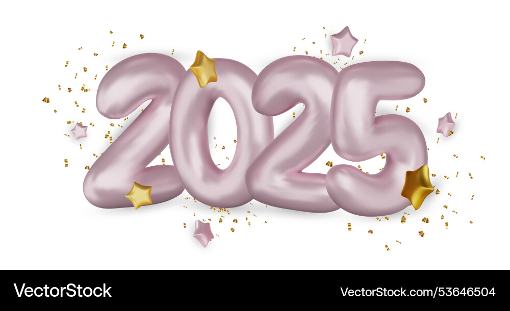 2025 happy new year realistic gift box metal 2025 happy new year realistic gift box metal vector image