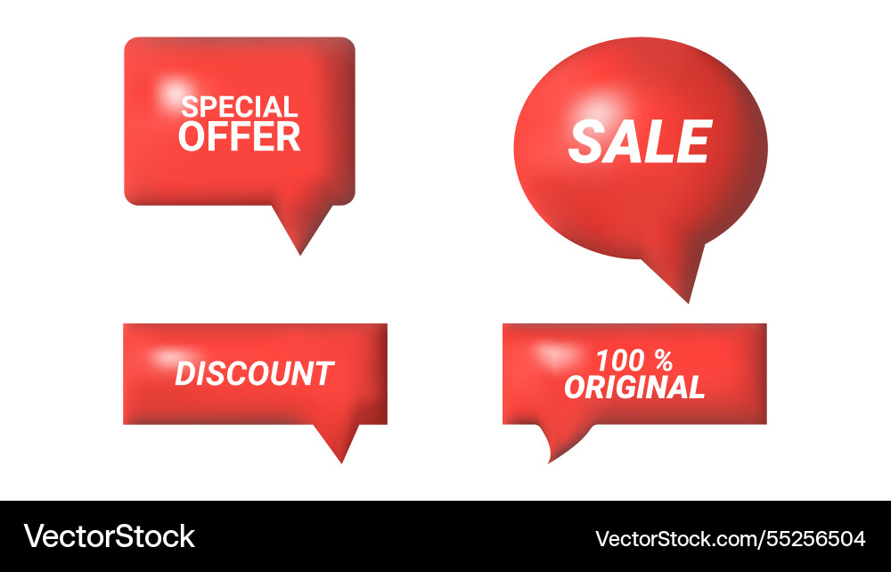 3d speech bubbles different shapes message icon 3d speech bubbles different shapes message icon Vector Image