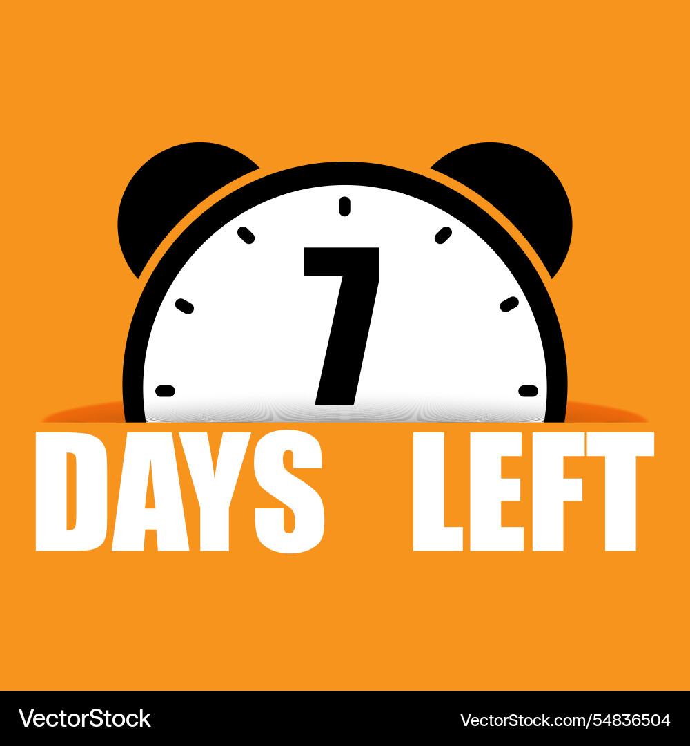 7 days left icon countdown clock symbol bold Vector Image