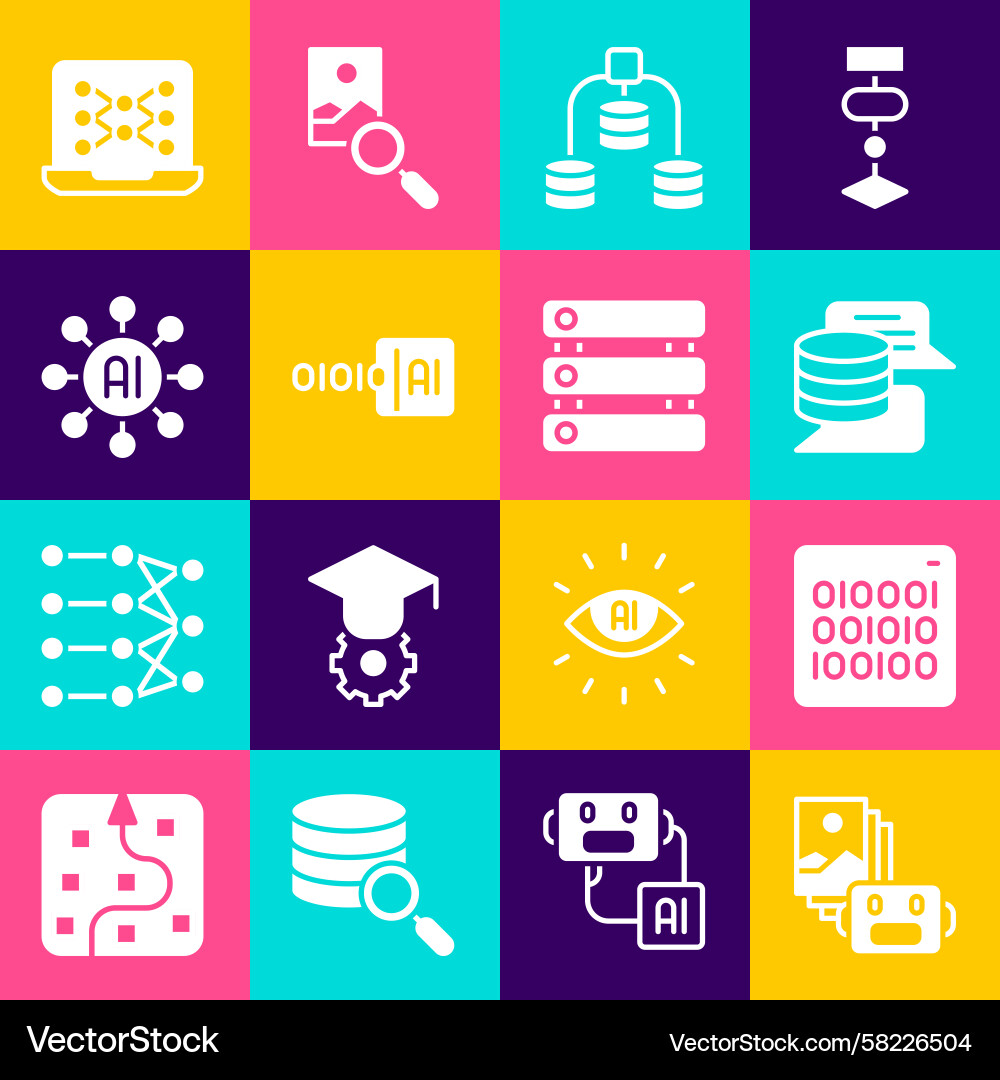 AI Robot Data Network Vector Image