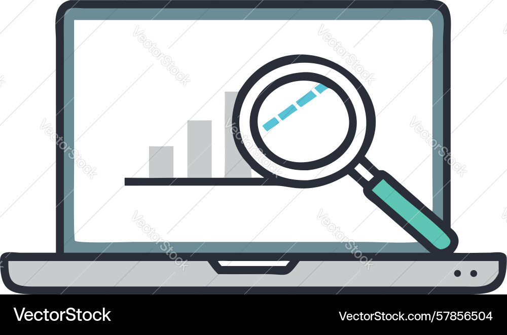Clean laptop search function icon for web Vector Image