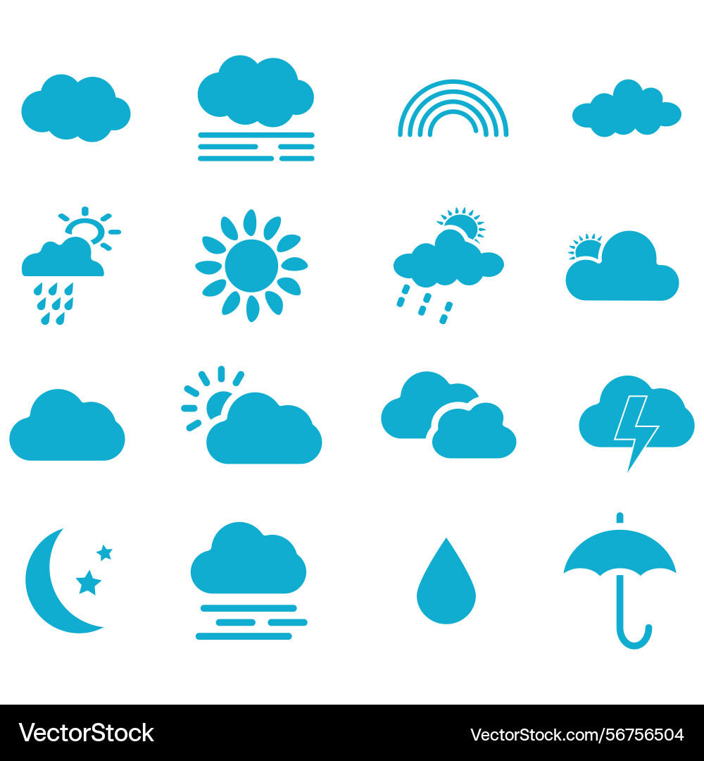 Clouds icons set of in different form Clouds icons set of in different form Vector Image