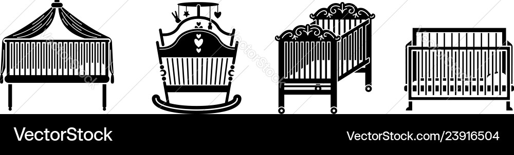 Crib icons set simple style Crib icons set simple style Vector Image