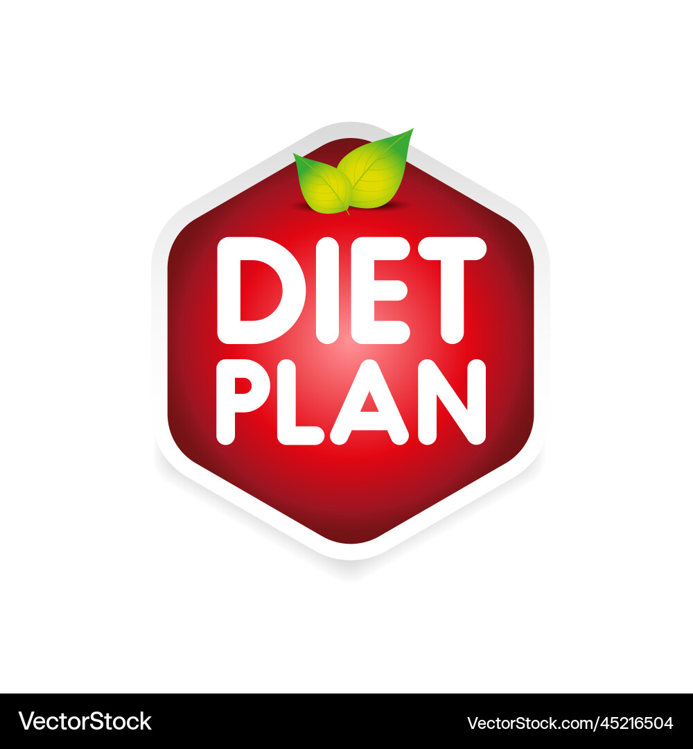 Diet plan red button with leaf – Royalty-Free Vector | VectorStock, image size:1000x1080