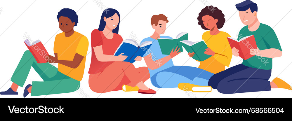 Diverse Learners Collaborating Vector Image
