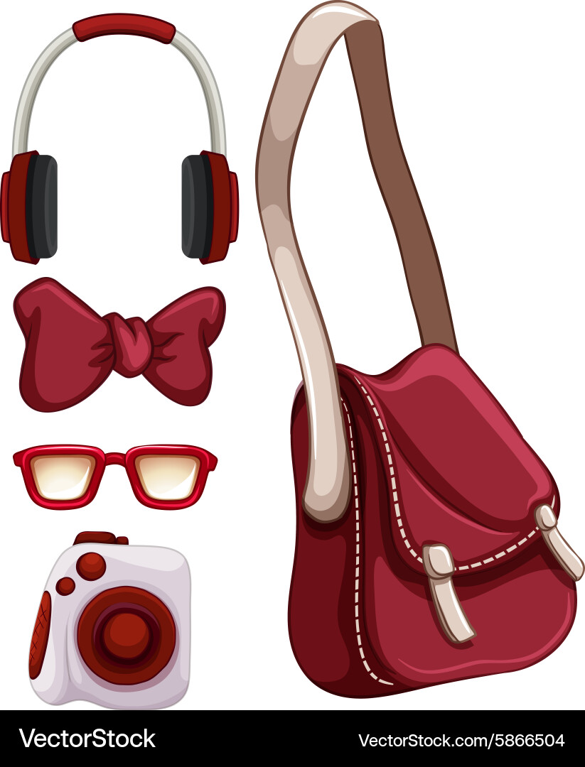 Handbag and other red objects Vector Image