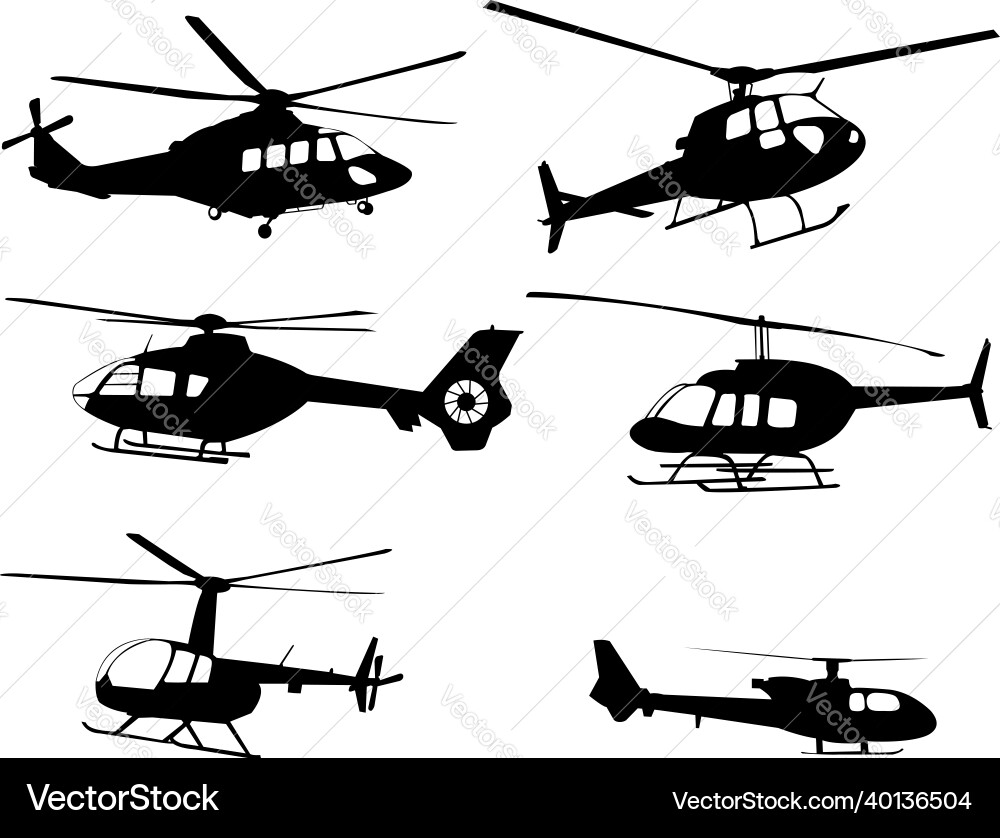 Helicopters silhouettes collection