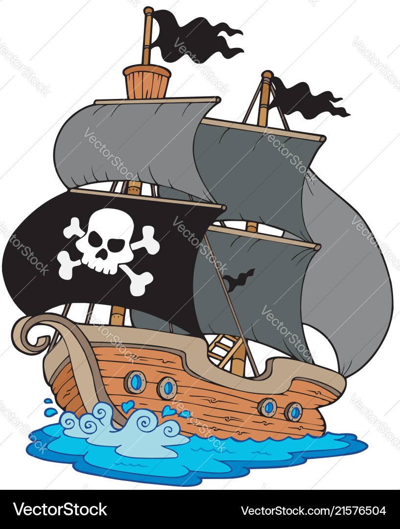 Pirate sailboat Pirate sailboat vector image
