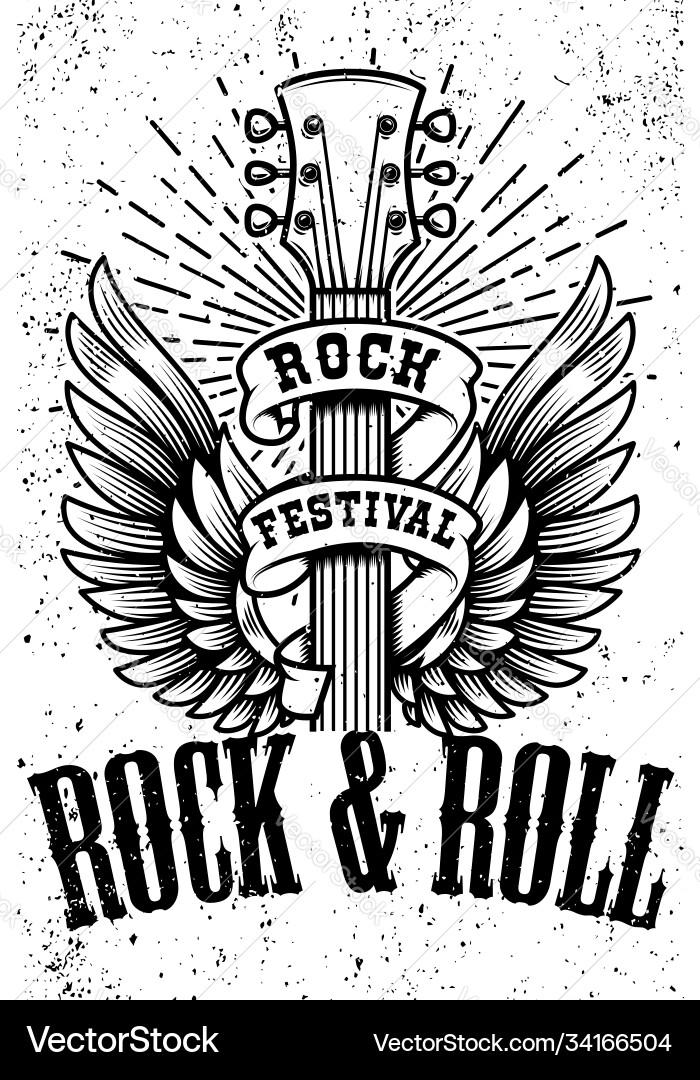 Rock & Roll Poster - Flügelgitarre Vektorbild