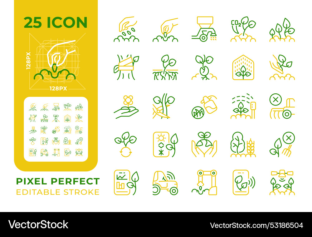Seeding two color line icons set Seeding two color line icons set vector image