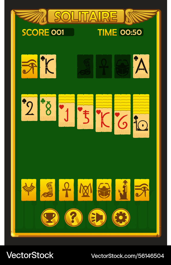 Solitaire game ui in egyptian style background Solitaire game ui in egyptian style background vector image