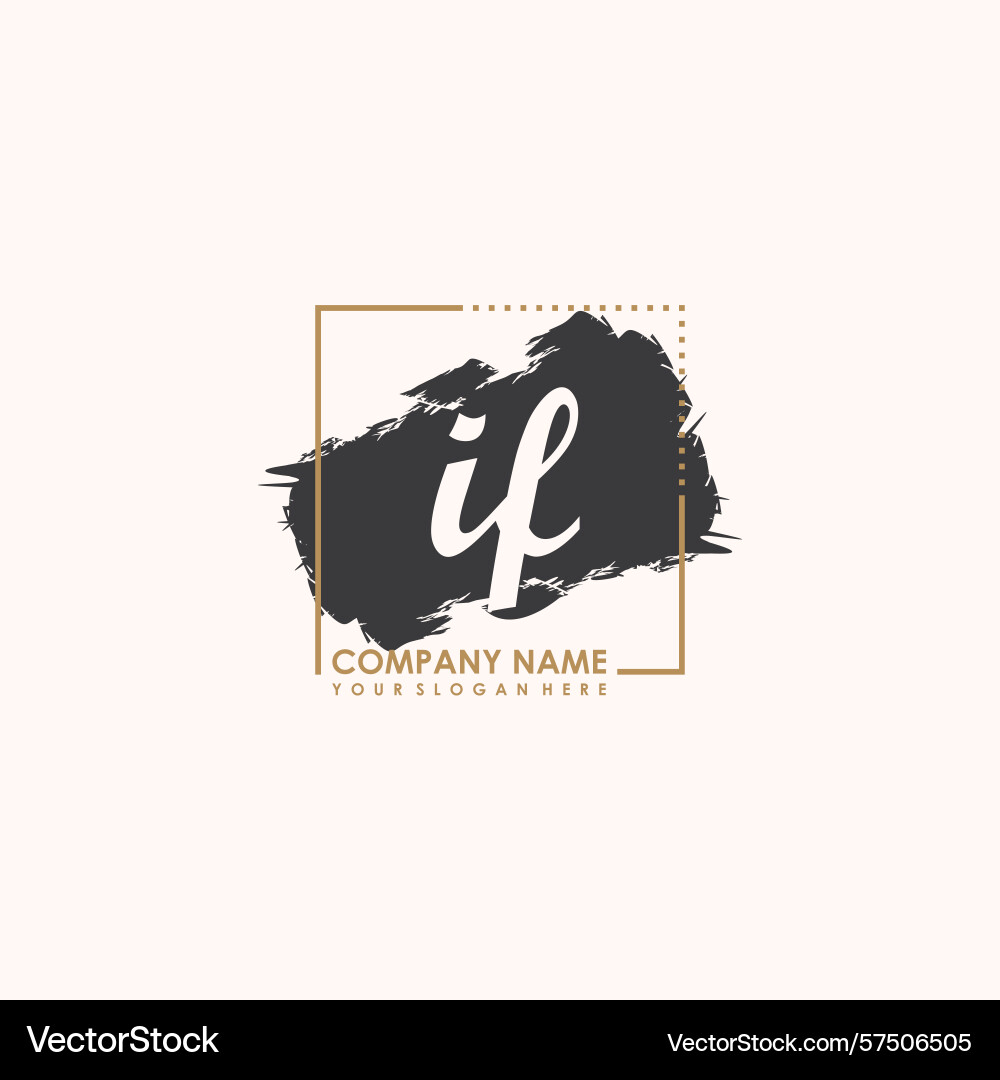 Handwriting initial if logo with brush Handwriting initial if logo with brush Vector Image