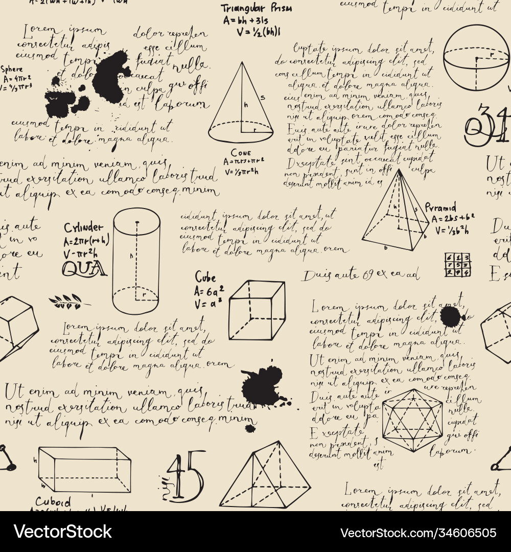 Handwritten Pattern with Geometry Vector Image