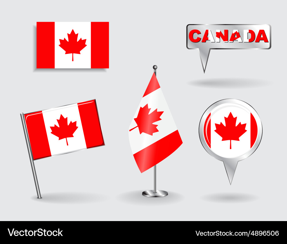 Canadian Pin & Pointer Flags Set vector image