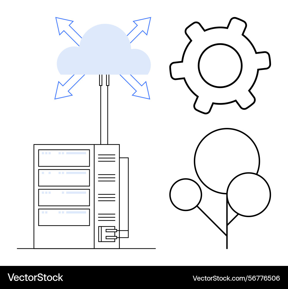 Cloud computing concept with data server Cloud computing concept with data server vector image