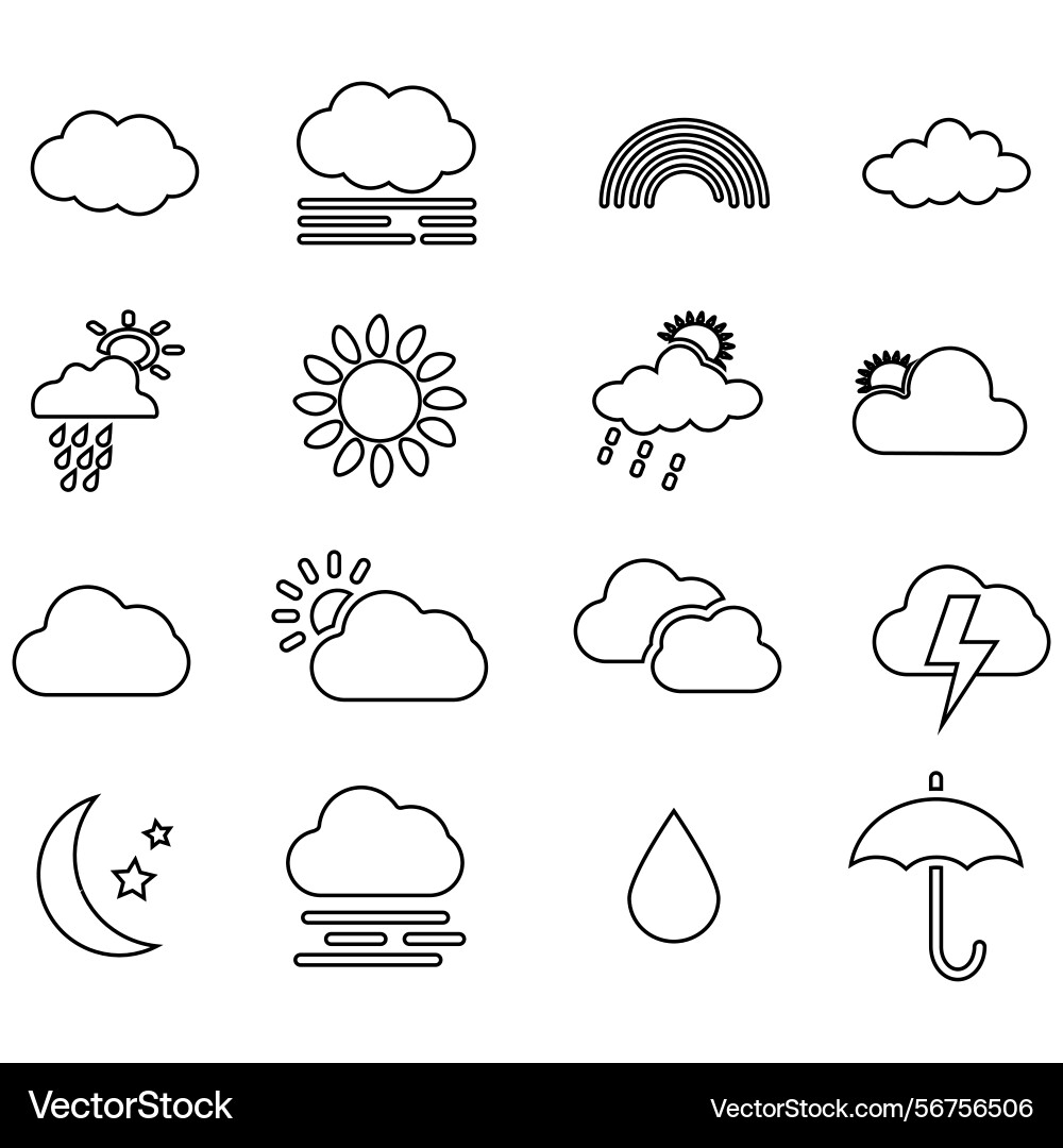 Clouds icons set of in different form Vector Image