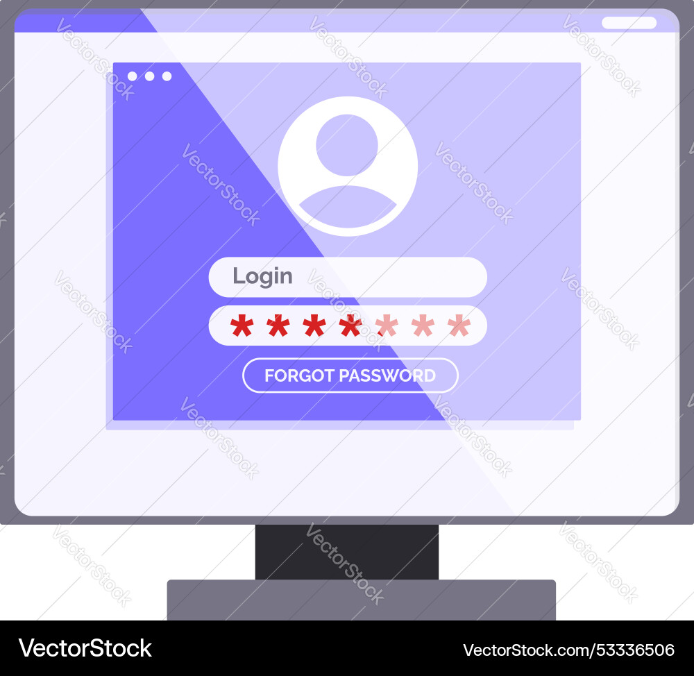 Computer screen displaying user login form Computer screen displaying user login form vector image