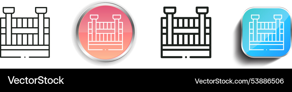 Fences icon thin linear regular and button style Fences icon thin linear regular and button style vector image