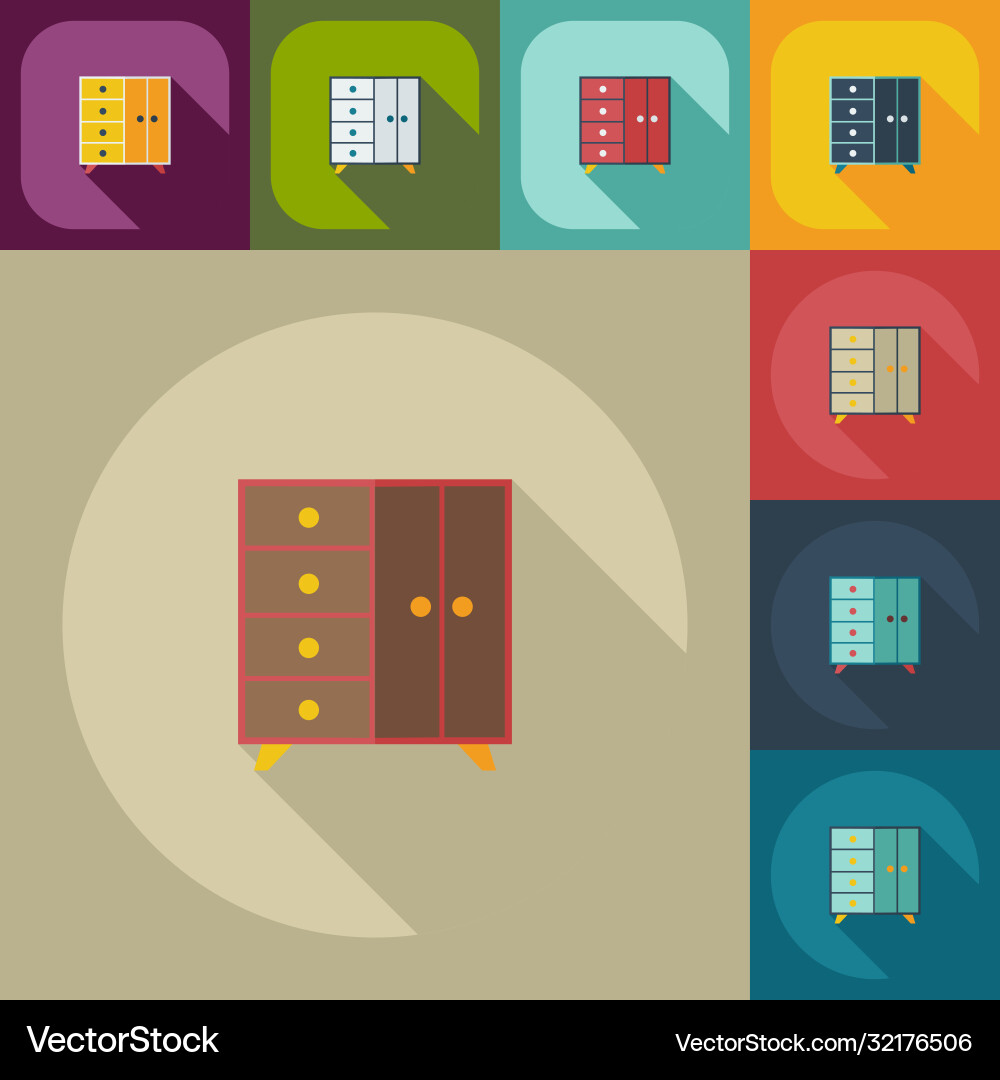 Flat concept set modern design with shadow drawer Flat concept set modern design with shadow drawer vector image