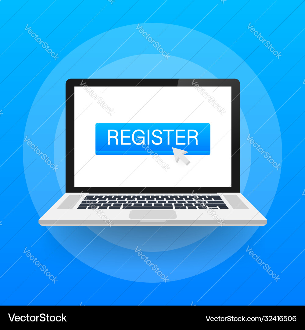 Register now with cursor button internet icon Vector Image