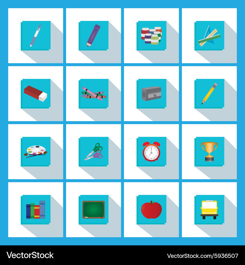 Abstract set school objects on a white background Vector Image