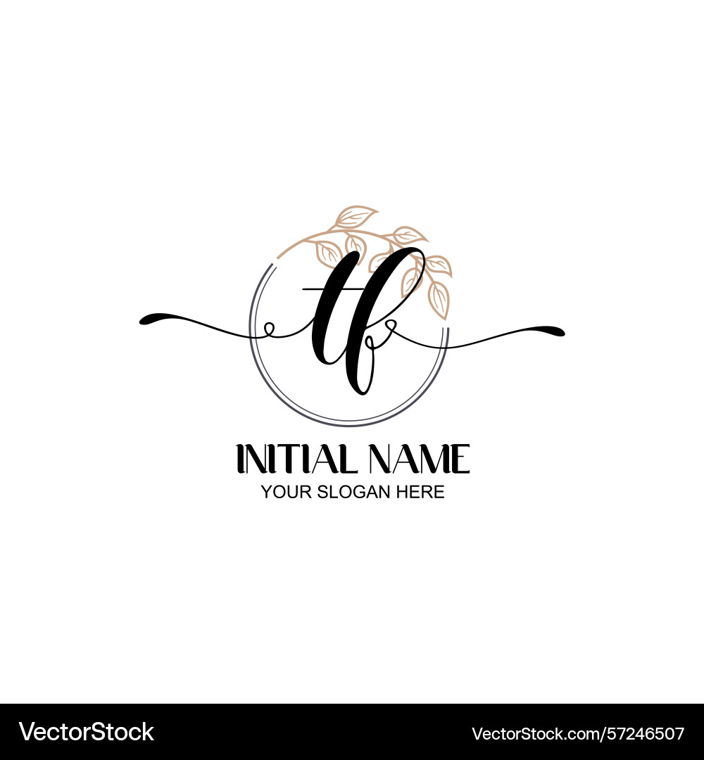 Elegant tf initial logo design with botanical Elegant tf initial logo design with botanical vector image