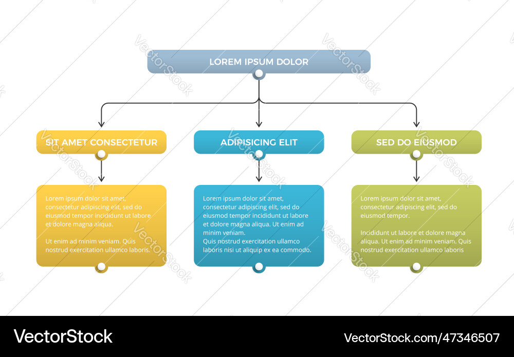 Flowchart with 3 elements vector image