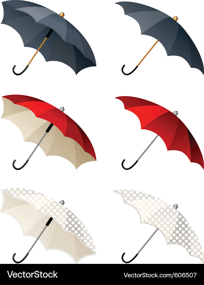 Isolated Umbrellas Collection Vector Image